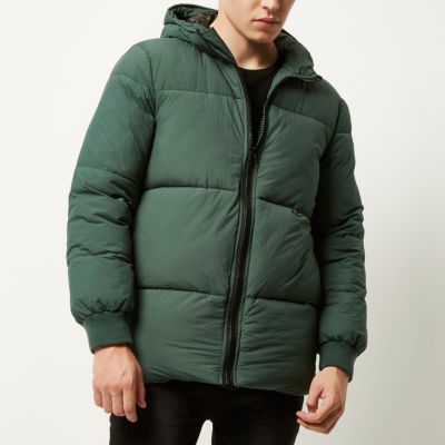 Green quilted padded winter coat